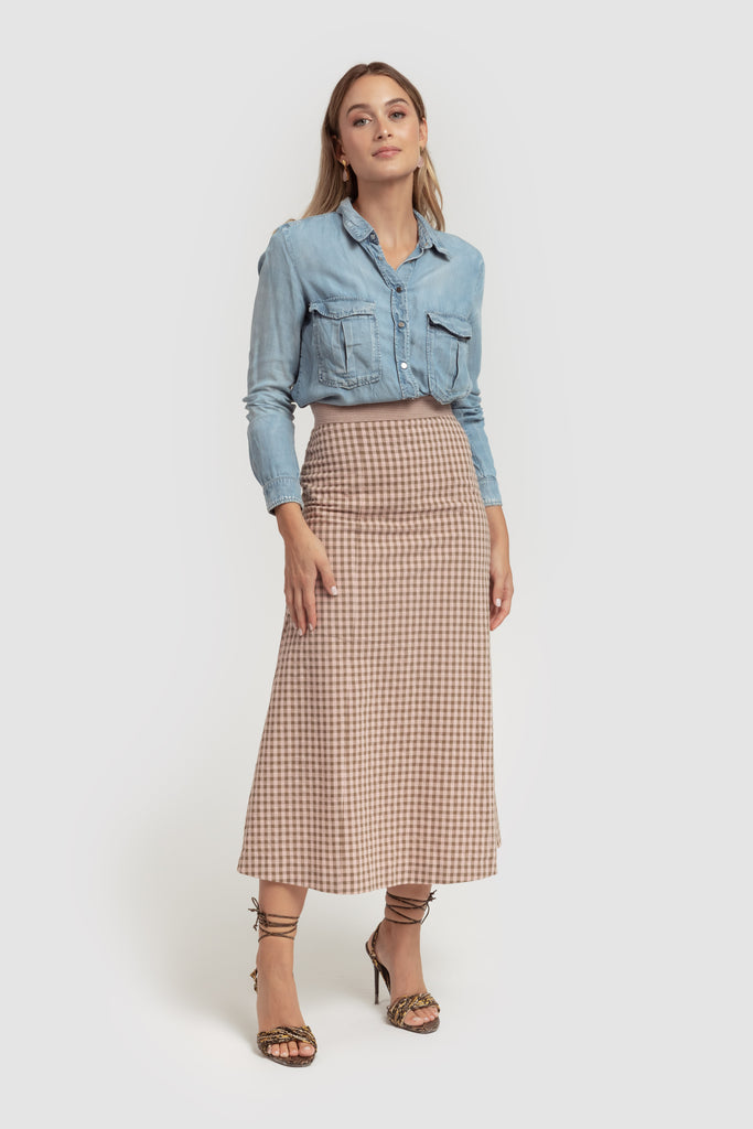 Casual pink vichy casual skirt