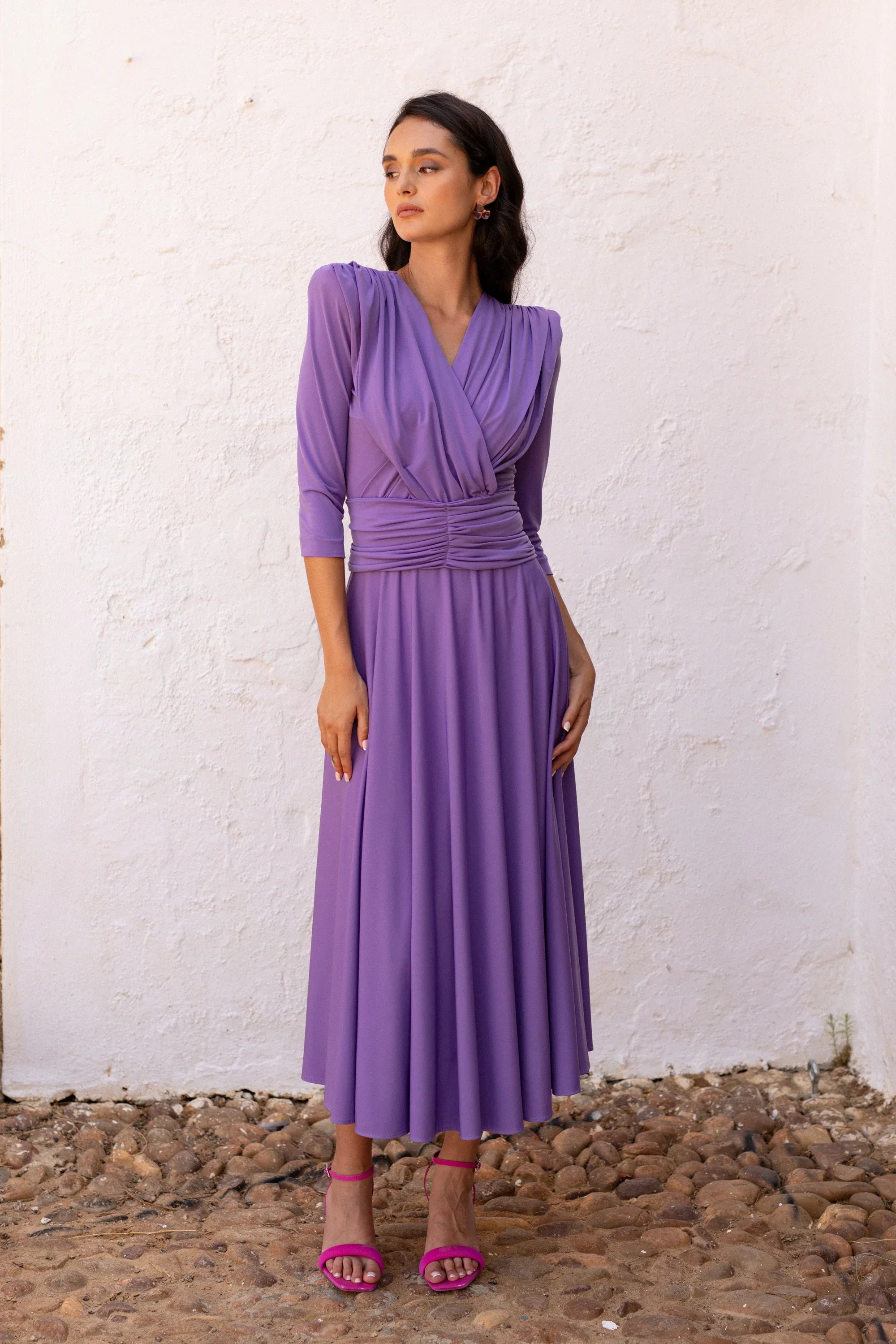 mauve wedding guest dress PERLA Mauve Knit Wedding Guest Dress 42
