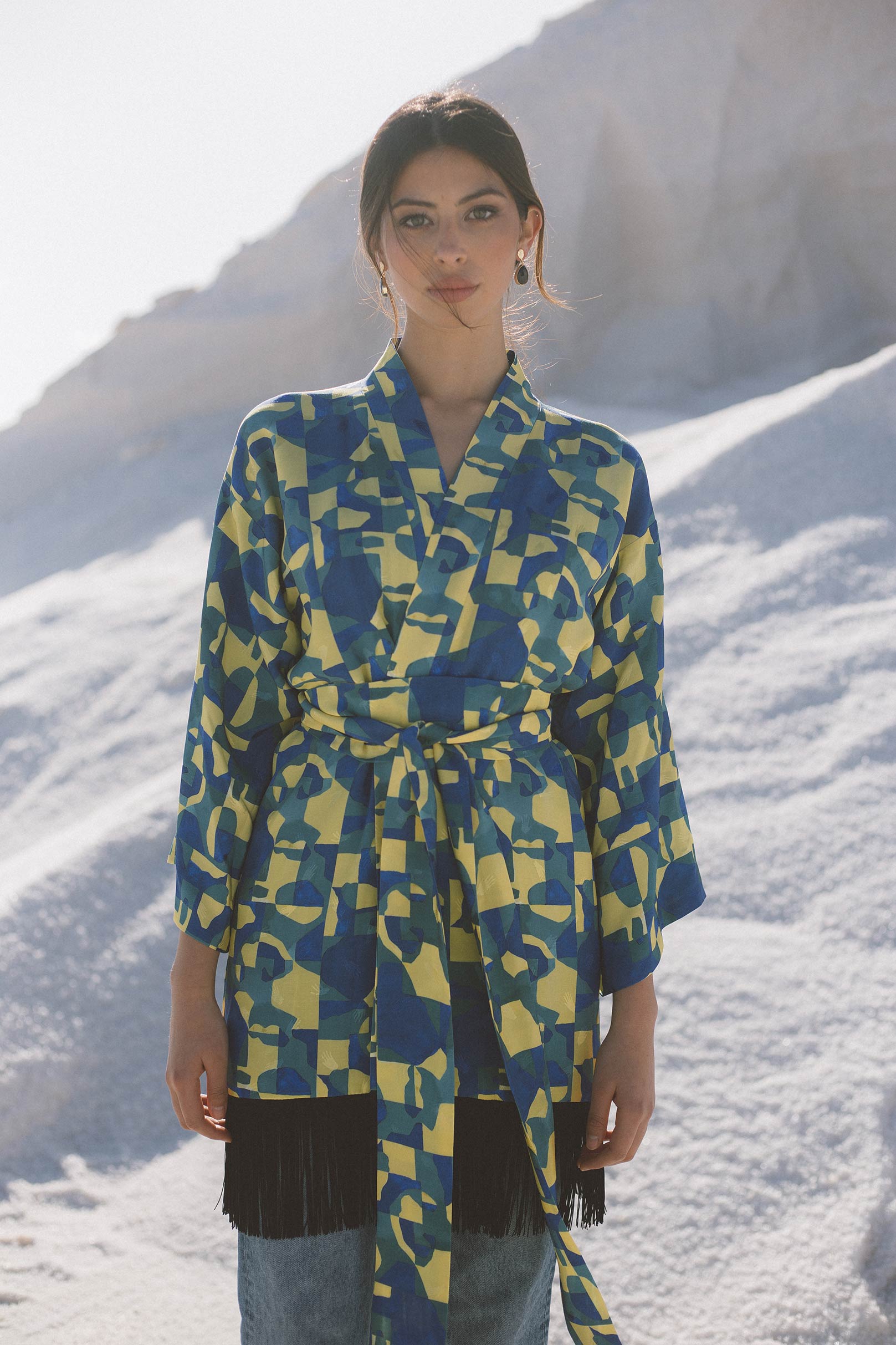 Kimono Mujer Invitada Boda Kimono Jacquard Estampado Para